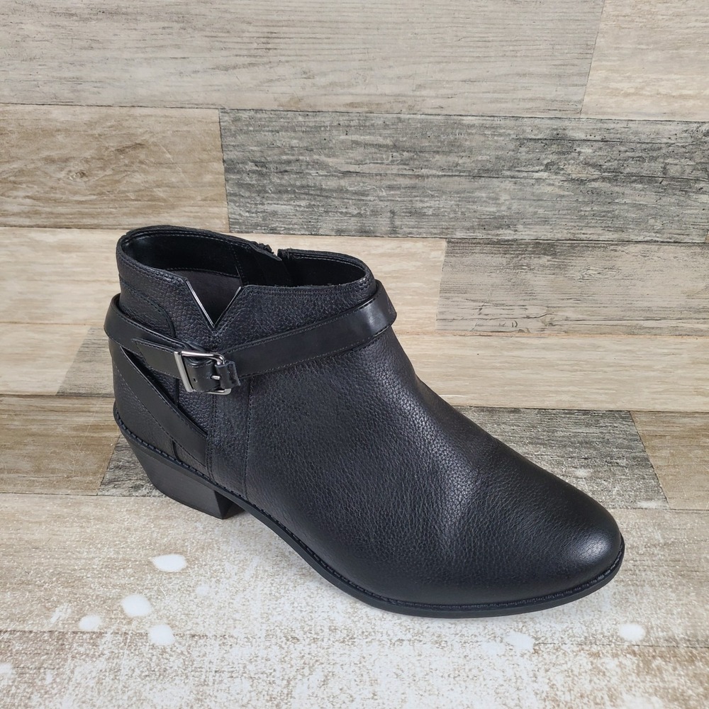 Vionic Farrah Womens Ankle Boots Sz 11 M Black Leather Comfort Side Zip Slip On